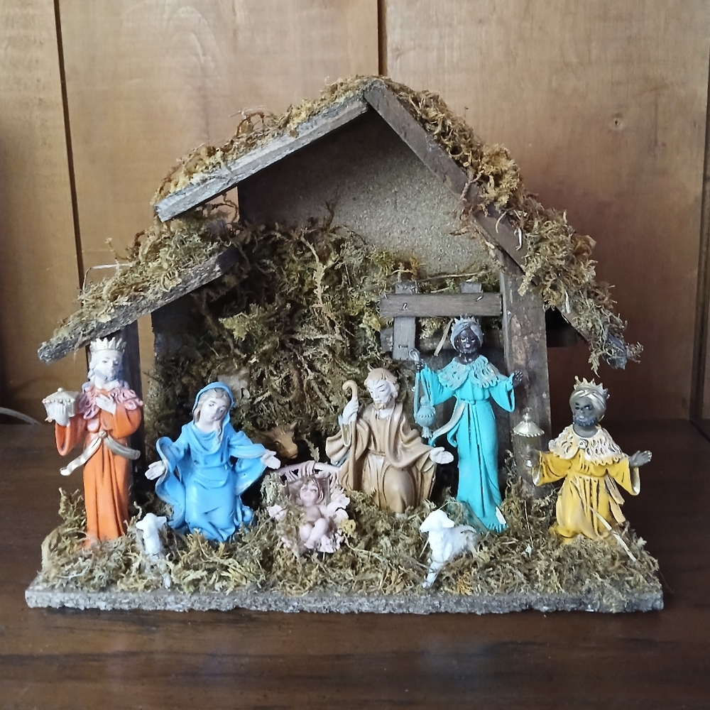 Vintage Italian Nativity Creche Manger Set